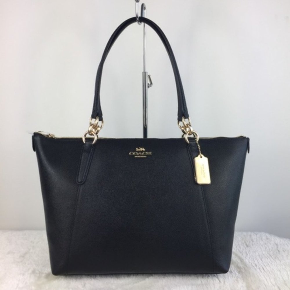 NEW Coach Ava Tote In Crossgrain Leather Handbag Black F57526